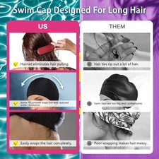 PU Fabric Swim Cap Pool Cap Hairnet Swim Cap Long Lair Swim Cap Net Swimming ...