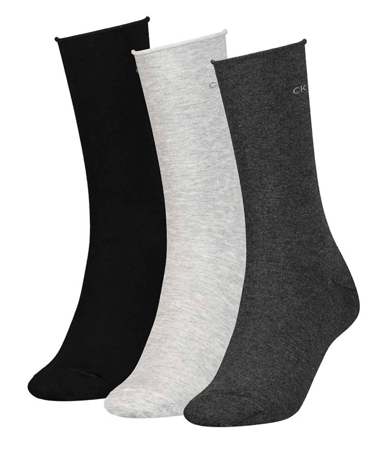 9 x Calvin Klein Black/Grey Womens roll top Ankle socks (3x 3 pack) RRP £60