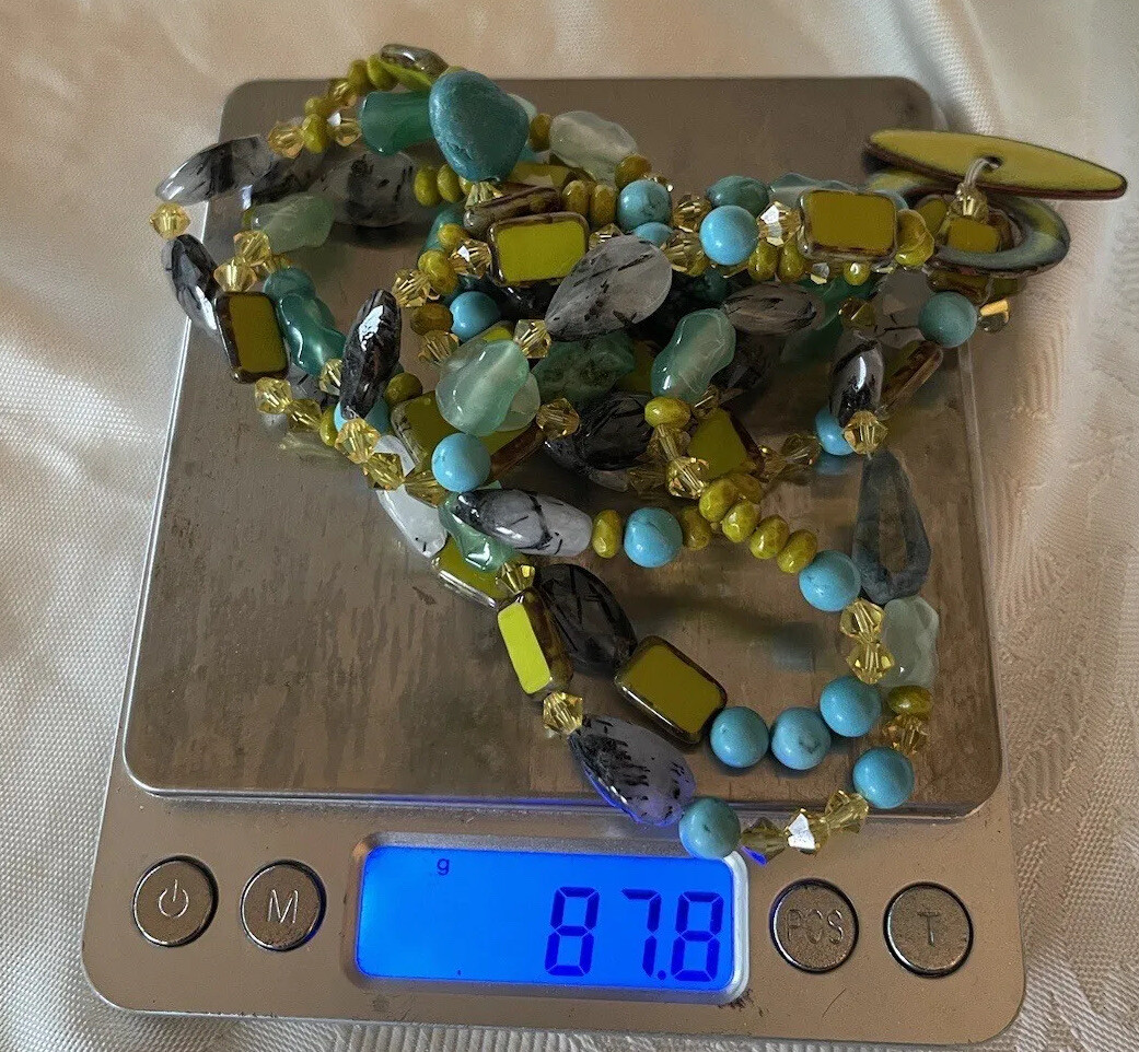 Unique 3 Strand Multi Stone Quartz Turquoise Crys… - image 13