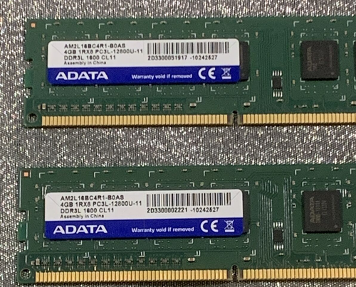 RAM desktop DDR3 ADATA 8 GB (2x4 GB) 1Rx8 PC3-12800 (AM2L16BC4R1-B0AS) - Foto 2 di 4