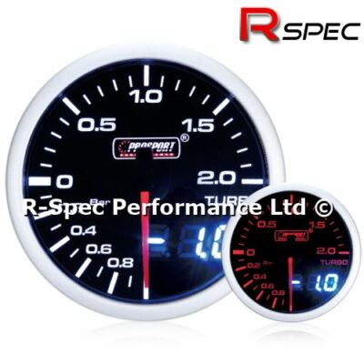 Prosport 52mm Dual Display Amber / White Schrittmotor Turbo Boost Gauge - BAR 