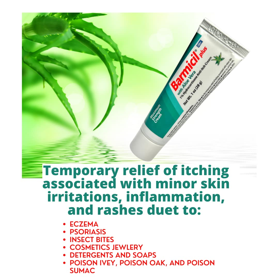 Barmicil Plus Cream Skin Allergies Aloe Vera with 1 Hydrocortisone Maximum 1 oz eBay
