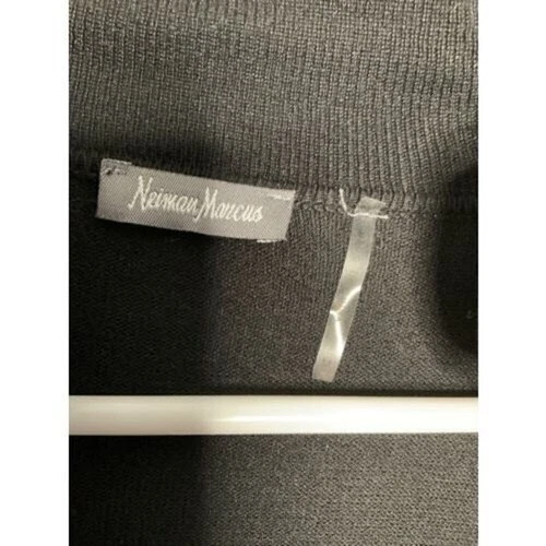 Cárdigan Neiman Marcus imitación cuero ribete manga 3/4 frente abierto mujer talla M Foto 2 de 4