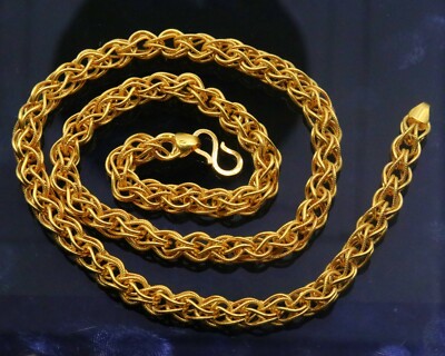 HANDMADE VINTAGE ANTIQUE DESIGN 22K GOLD BYZANTINE CHAIN NECKLACE