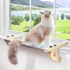 Cat Window Sill Perch - Cat Hammock Window Seat with Wood/Metal Frame Large Cats