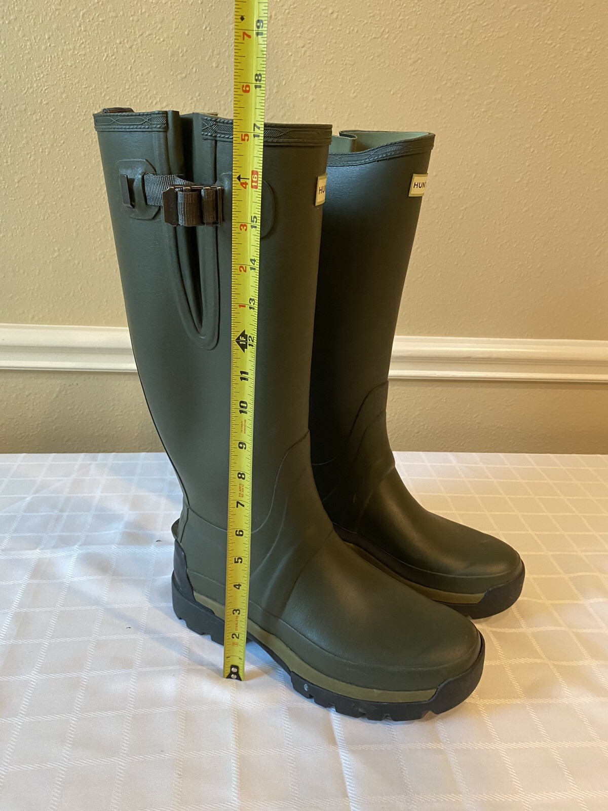 Hunter Balmoral Vibram Neoprene Adjustable Rain Boots Sz US 10, UK 9, EU43 Green
