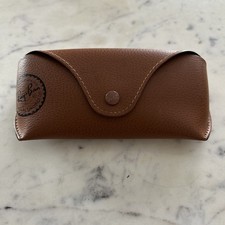 Ray-Ban Hard Leather Brown Eyeglass Case for Glasses Sunglasses Snap Portable