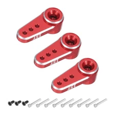 Aluminum Alloy 15T Steering Servo Arm Horn Red for RC Car 3 Pcs