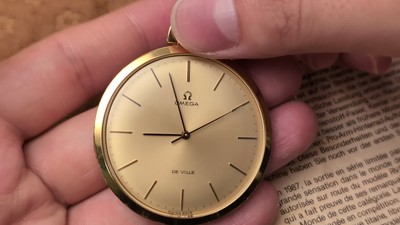 Vintage OMEGA De Ville Cal.601 Gold Hand-Winding Pocket Watch 44mm