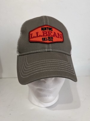 LL Bean Cap Trucker Baseball 1912 Orange Patch Adjustable Mesh Back Gray White