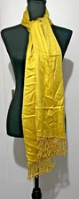 Boho Bohemian Yellow Pashmina Scarf Wrap 28”x80” Fringe  Soft Elegant