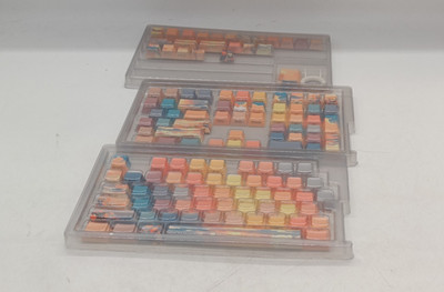 Womier Tastenkappen Set für Tastaturschalter PBT Tastenkappen QWERTZ orange/pink Wolken