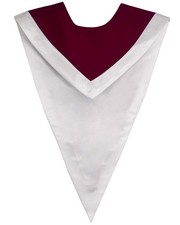 Unisex Reversible V Shape Choir Stole with Border Maroon/White