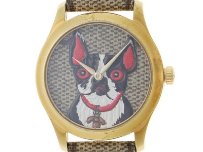 Gucci G-Timeless 126.4 Quarzuhr braunes Zifferblatt Leder Herren aus Japan