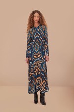 FARM Rio Ikat Blue Pineapple Blue Maxi Dress NWT $230, Size Medium
