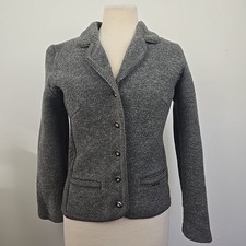 VTG Geiger Tyrol Boiled Wool Austrian Cardigan Sweater Jacket Gray Women's S/M