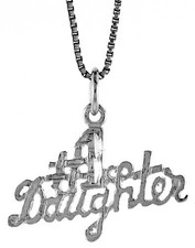 925 Sterling Silver 1 Daughter Word Charm Pendant 11/16 18mm Inch Tall