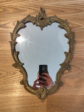 Miroir ancien mural en bronze massif – style Rococo – XIXe siècle – 43 x 32 cm