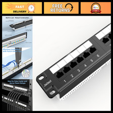 24-Port Cat6 Patch Panel 1U Rackmount, 10Gbps Network Panel, PoE Compatible, 110