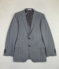 DKNY Blazer Mens 40R Gray Plaid 100 Wool Two Button Suit Jacket Double Vent