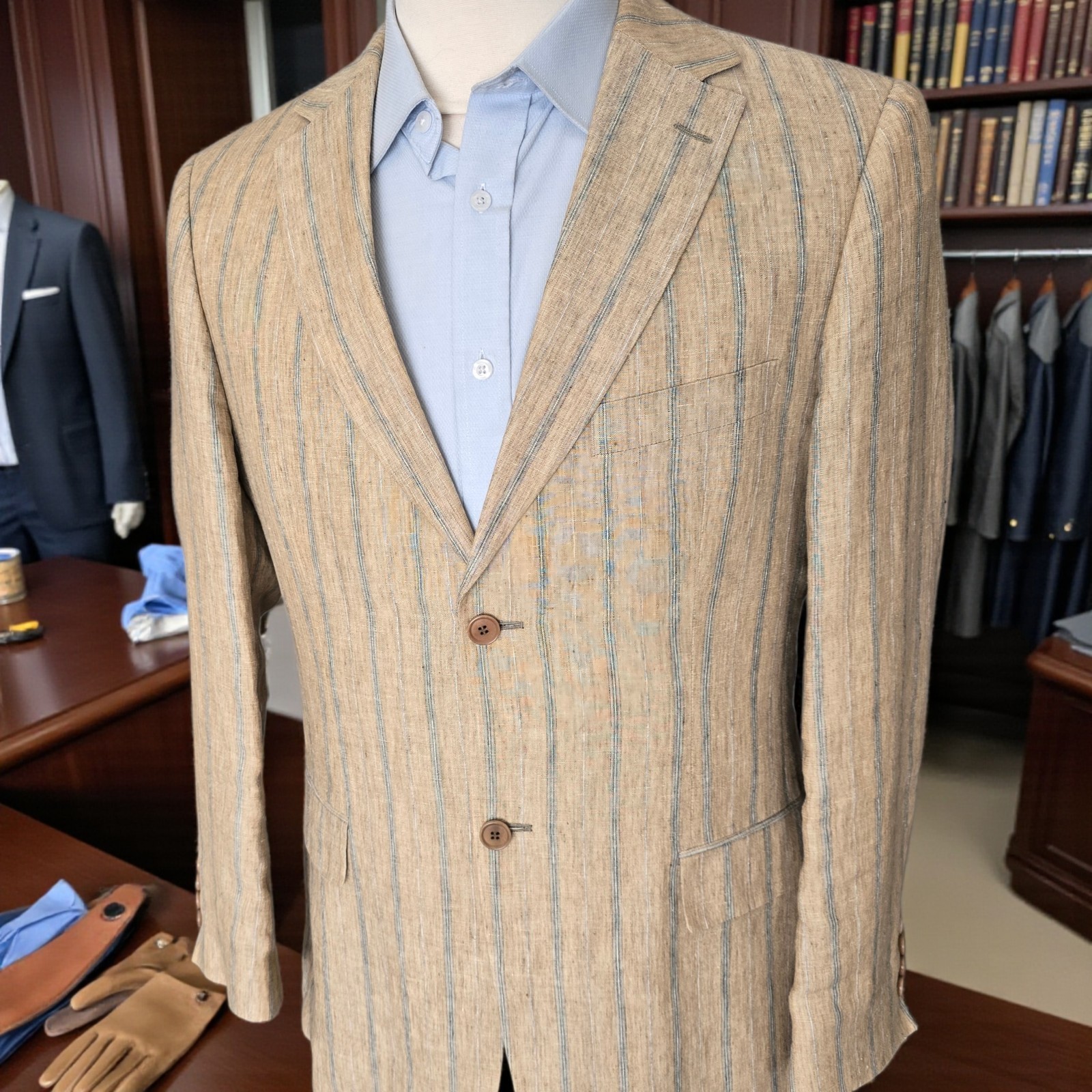 Sand Copenhagen Blazer 40r 50Eu Linen Striped