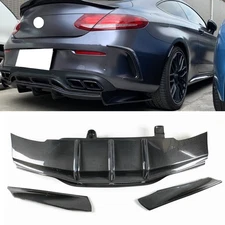 Rear Bumper Diffuser Lip Carbon Fiber For 2015-2021 Benz C63 AMG S PSM Style 2Dr