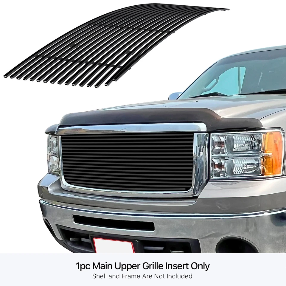 适用于 2007 - 2013 GMC Sierra 1500 New Body Main 不锈钢黑色钢坯格栅烧烤架 — 第 3/4 张图片