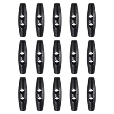 15pcs Wooden Toggle Buttons 50mm Double Hole Olive Sewing Button, Black