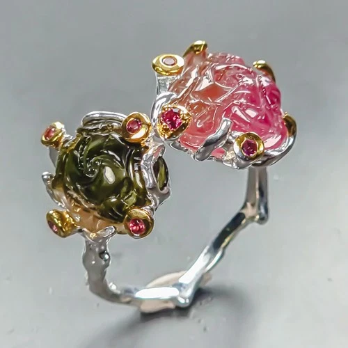 Charming jewelry AAA Natural Tourmaline Ring 925 Sterling Silver Size 9 /R454869