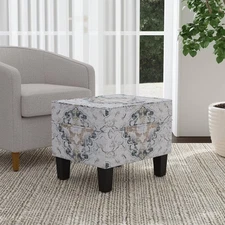 Medium Storage Ottoman Black - HomePop: Hinged Lid, Cotton Upholstery,