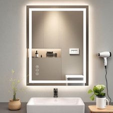 LED Bathroom Mirror Wall Vanity Mirror Dimmable Anti-fog 3 Color Front Backlit