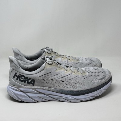 Hoka One One Clifton 8 Shoes Mens 15 2E Wide Lunar Gray Mesh Running Sneakers