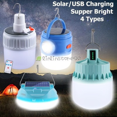 Solar Camping Tent Light USB Rechargeable Portable LED Flashlight Torch Lantern