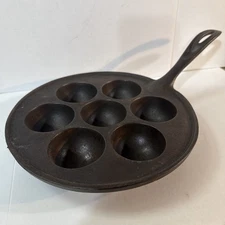 Vintage Wagner Ware 1312 Aebleskiver Cast Iron Danish Cake Pan Dessert Estate