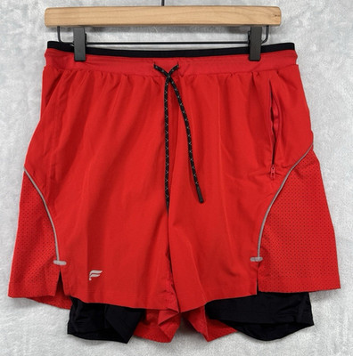 Fabletics Kadence Shorts 5'' Inseam Lined Red Black Men's Size Medium M