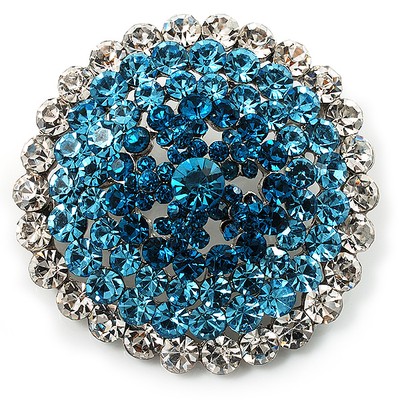 Himmelblaue Kristall Corsage Brosche (silberfarben)