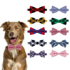Plaid Dog Bow Ties,10pcs Pet Bowties Cat Bow Ties,Adjustable Bowties for Smal...