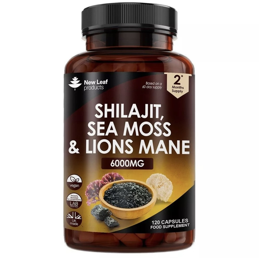Shillajit Sea Moss & Lions Mane 6000mg Capsules 360 Caps Fruiting Body Vegan - Image 2