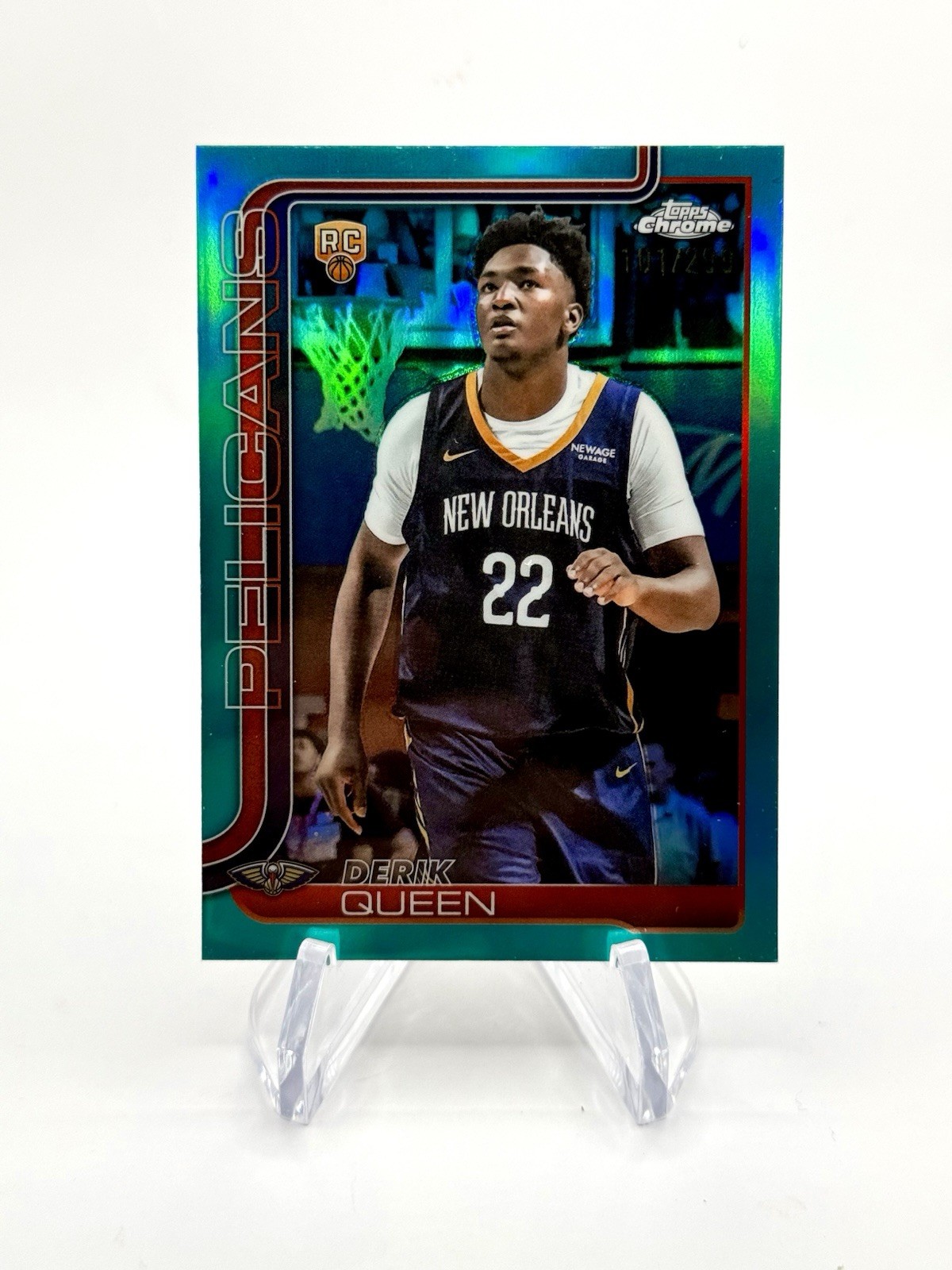 2025-26 Topps Chrome TEAL Refractors #263 Derik Queen RC 181/299