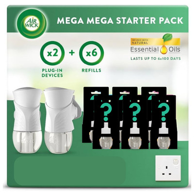 Airwick Mystery Box Plug in Diffusor Bundle Kit mit 2 Geräten und 6 Minen