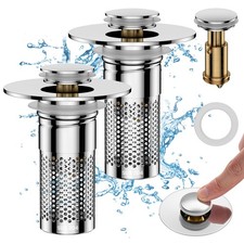 Bathroom Sink Drain Strainer Pop Up Sink Drain Filter with Removable Stainles...