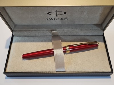 Parker Sonnet,  Red Lacquer,  Füllfederhalter,  Feder M,  Konverter,  Box, Neu