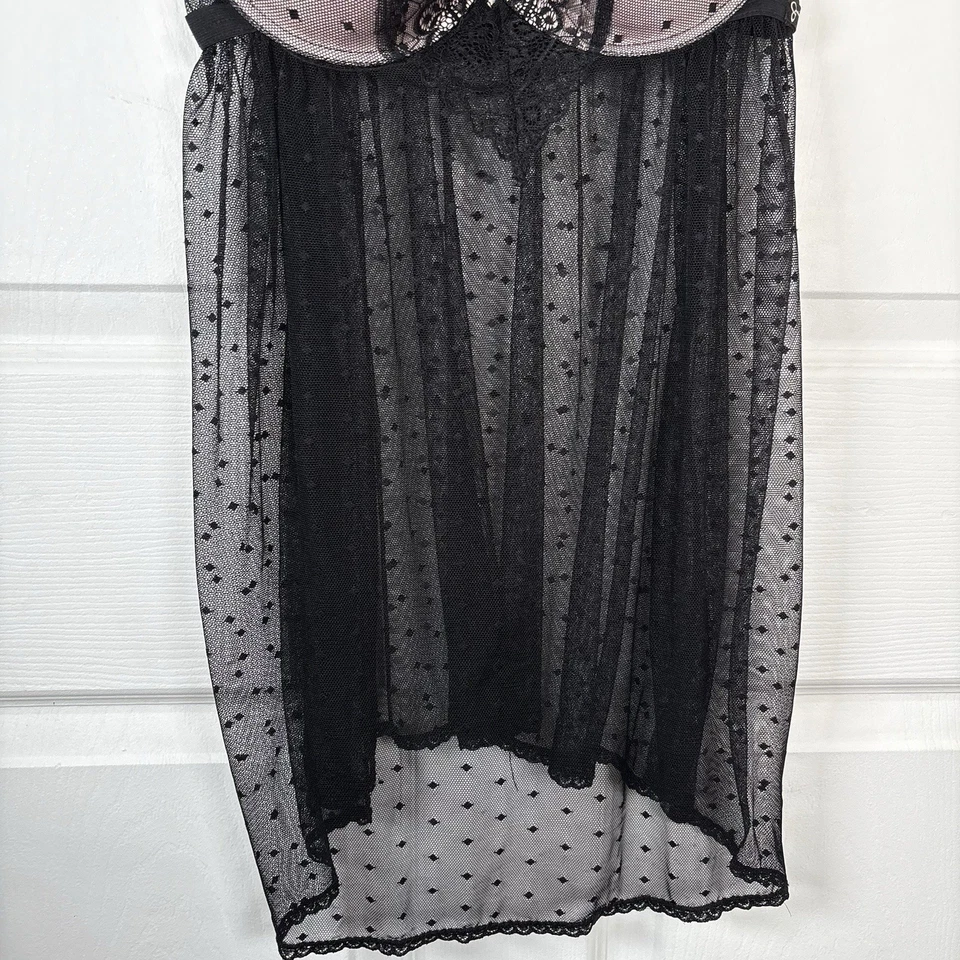 Jessica Simpson Lace Babydoll Top Women’s L Sheer Y2K Lingerie Sleep Tank - Image 4 of 4