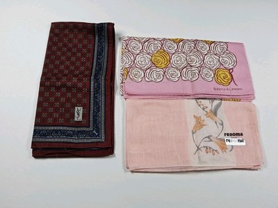 Handkerchief Lot Of 3 Pocket Square Bandana Renoma YSL Roberta Di Camerino 