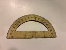 Vintage Steel Metal Eagle Pencil Co. USA Protractor 3.75 inches wide