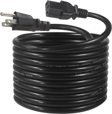 12FT Computer Monitor Replacement Power Cord -Black Long Standard 12FT, Black
