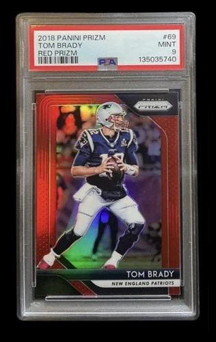 2018 panini prizm #69 tom brady; red retail SSP refractor PSA 9  **COLOR MATCHED