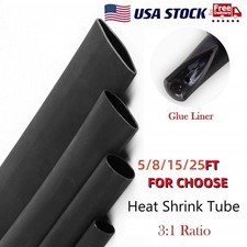 8-25FT Heat Shrink Tubing 3:1 Marine Grade Wire Wrap Adhesive Lined Waterproof