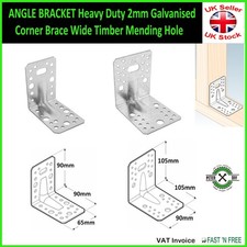 ANGLE BRACKET Heavy Duty 2mm Galvanised Corner Brace Wide Timber Mending Hole