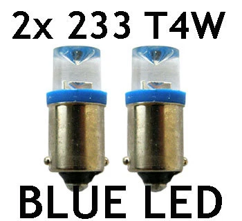 2x 233 T4W BA9s LED BLUE XENON sidelight parking bulbs